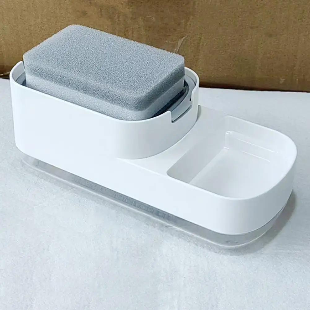 Дозатор мыла с Полкой для хранения Простой в использовании Вместительный Дозатор мыла 3-в-1 Дозатор Мыла для Мытья посуды с Губкой для Кухни для дома