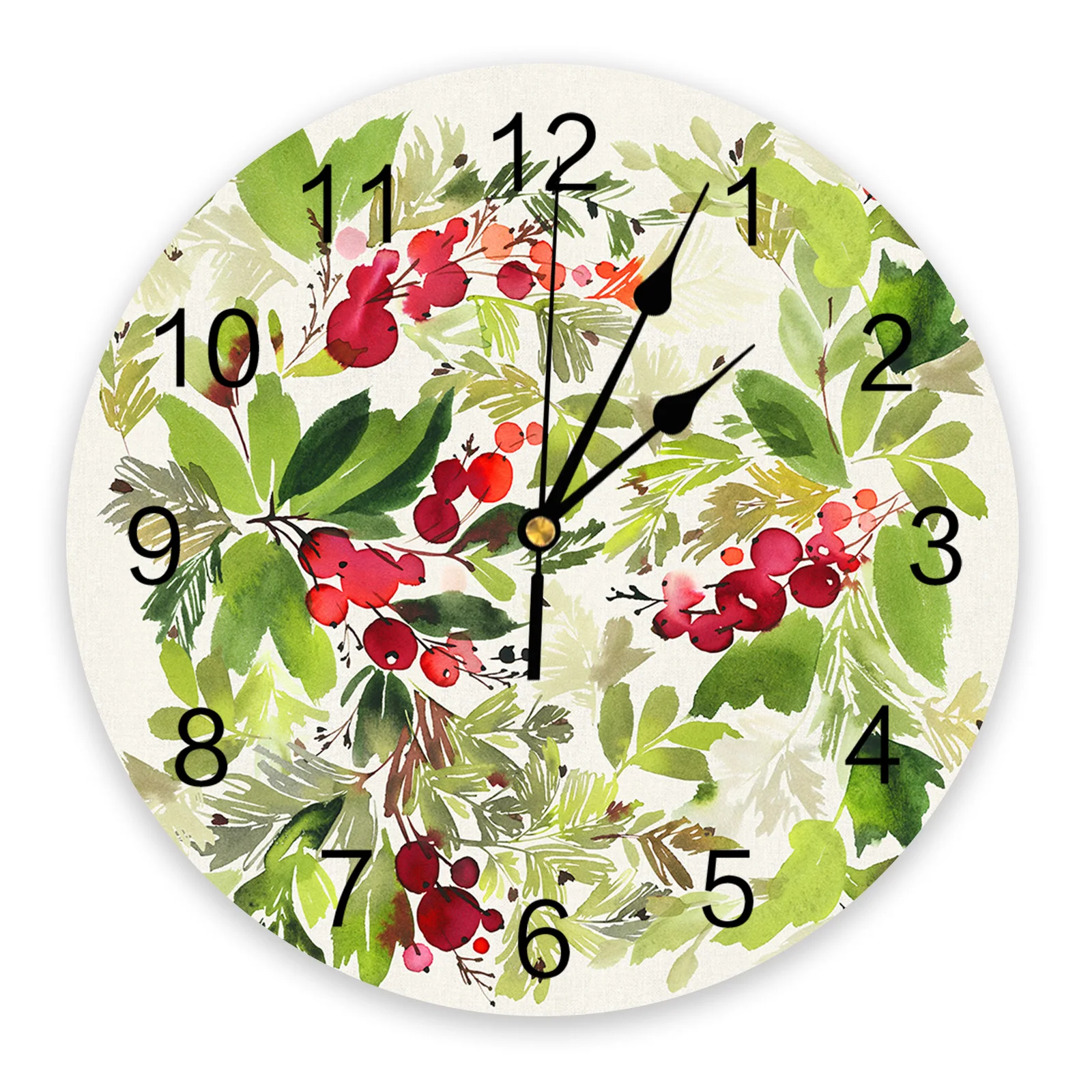 Настенные часы с текстурой сосновых листьев, красных сосновых шишек, Большие Современные кухонные обеденные Круглые настенные часы, Бесшумные подвесные часы для спальни
