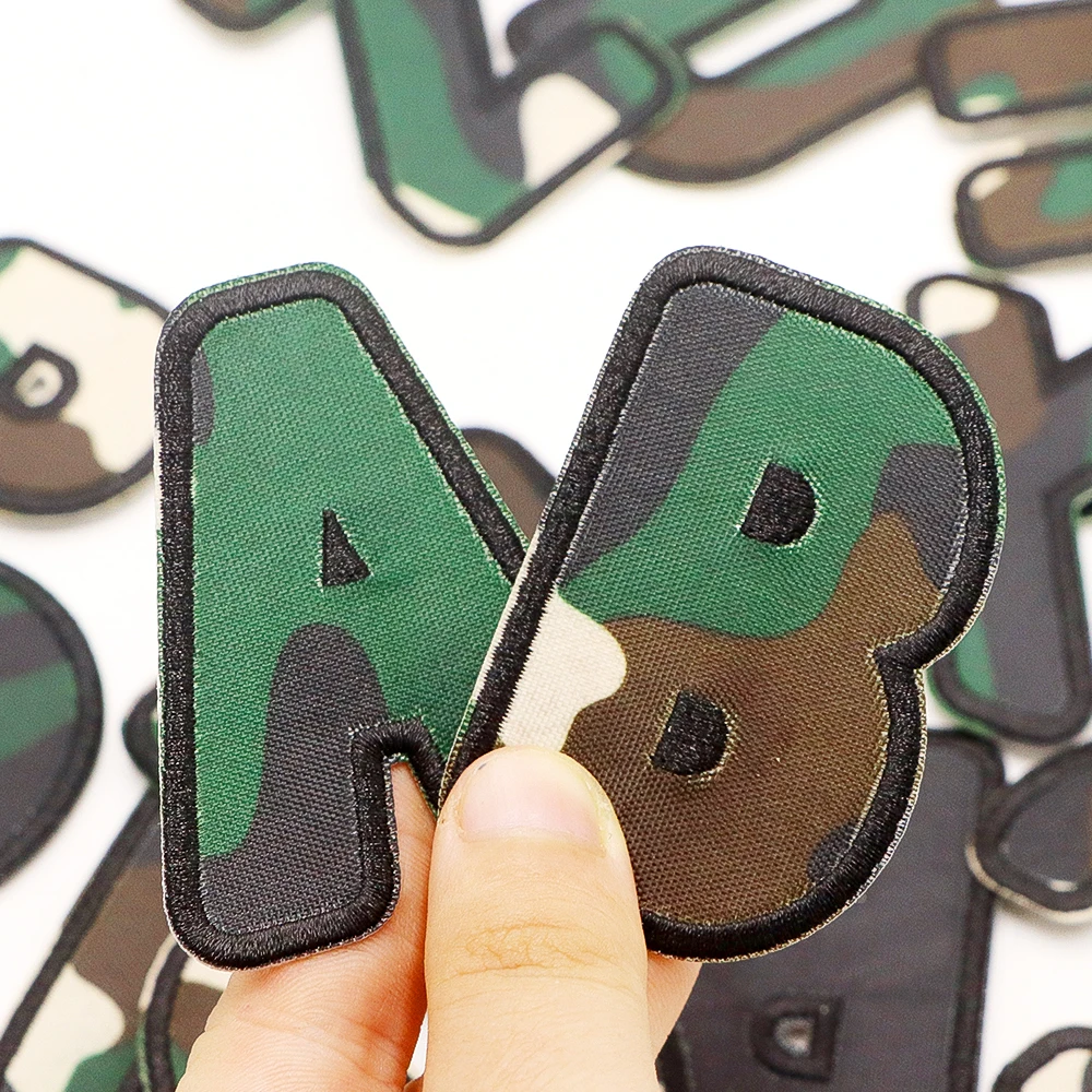 1ШТ Армейский зеленый галстук-краска с буквенной вышивкой алфавита, нашивки с буквами, прикрепленные к одежде, шляпы, сумки, Аппликация для названия одежды, логотип, сделай сам
