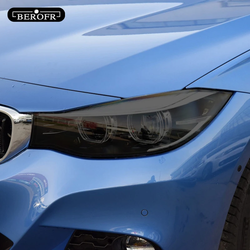 2P Для BMW 3 серии GT F34 2013-На автомобильных фарах с оттенком дымчато-черной защитной пленки, прозрачные аксессуары с наклейками из ТПУ